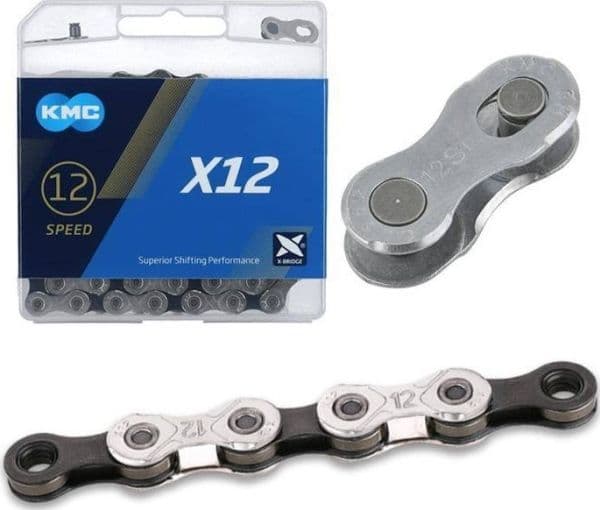 Kjede KMC X12 Sølv/Sort 12-trinns 126-lenker