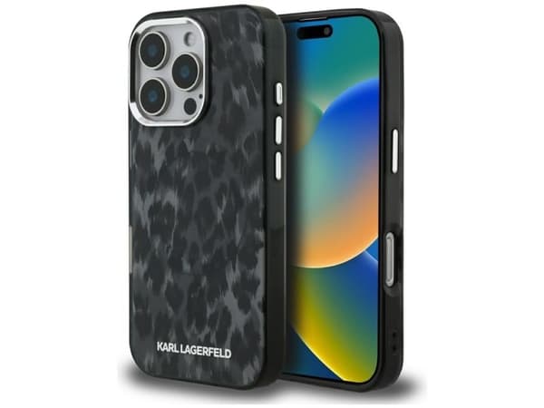 Karl Lagerfeld IML Leopard Pattern MagSafe Case for iPhone 16 Pro Max - Black