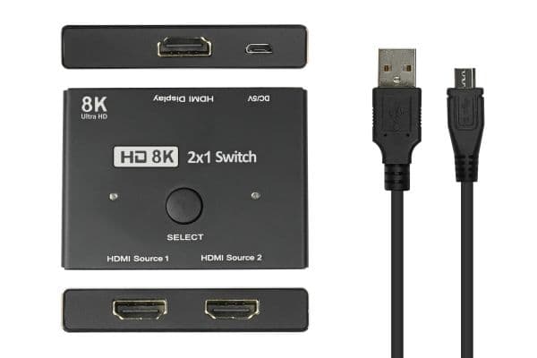 Alcasa HDMI Switcher, HDMI, Sort, Metall, 7680 x 4320, Data, Gull