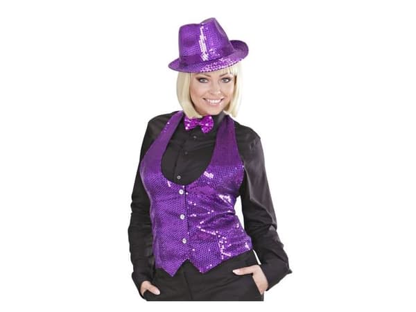 Lilla pailletvest dame