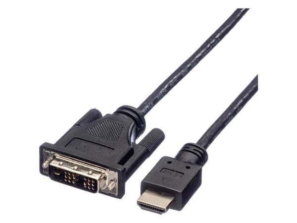 ROLINE 11.04.5522, 2 m, DVI-D, HDMI, Hankjønn, Hankjønn, Sort