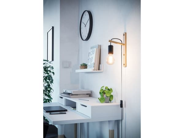 EGLO POCKLEY VÆG E27 SORT/TRÆ