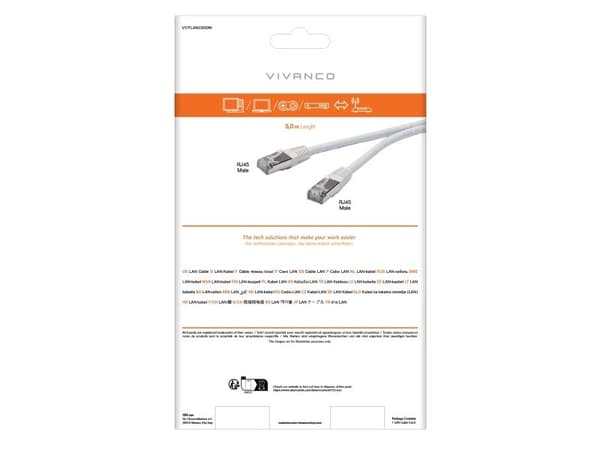 Vivanco nätverkskabel CAT 6 5m, vit