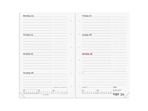 System Mini veckokalender tvärformat REFILL 2027
