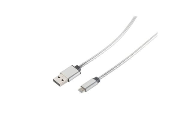 S-Conn 14-11001, 1 m, USB A, Micro-USB B, USB 2.0, 480 Mbit/s, Sølv
