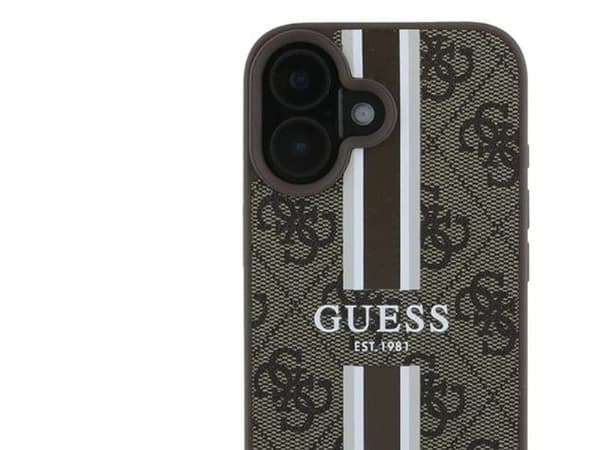 Guess 4G trykte striper MagSafe-deksel for iPhone 16 Plus - brun
