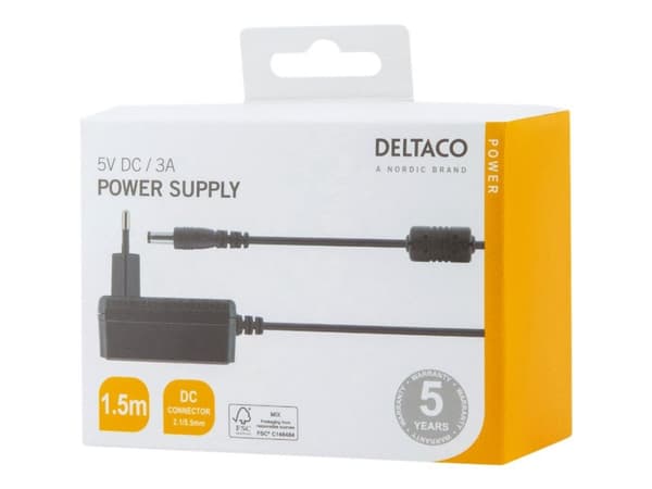DELTACO - Strømadapter - AC 100-240 V - svart