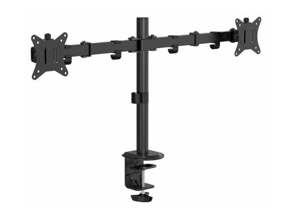 eSTUFF - Monteringssett (skrivebordsklemmemontering, kausemontering, 2 quick release VESA plates) - for 2 LCD-skjermer - office - stål, plastikk - ...