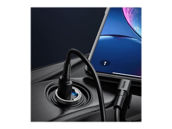 Baseus Tiny Star Mini - Strömadapter för bil - 30 Watt - 3 A - PD 3.0, QC 4.0+ (USB-C) - grå
