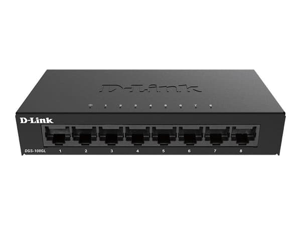 D-Link DGS 108GL - Switch - ohanterad - 8 x 10/100/1000 - skrivbordsmodell