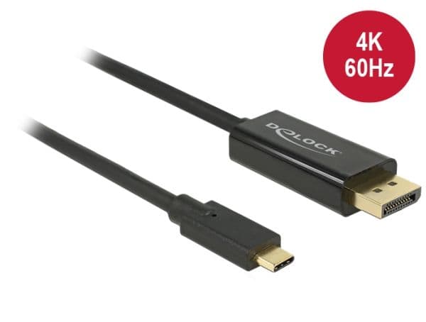 Delock - Ekstern videoadapter - USB-C - DisplayPort - sortering - detaljeralg