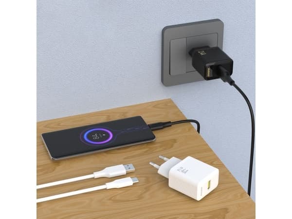 Dudao A23 2.4A USB-A laddare - vit