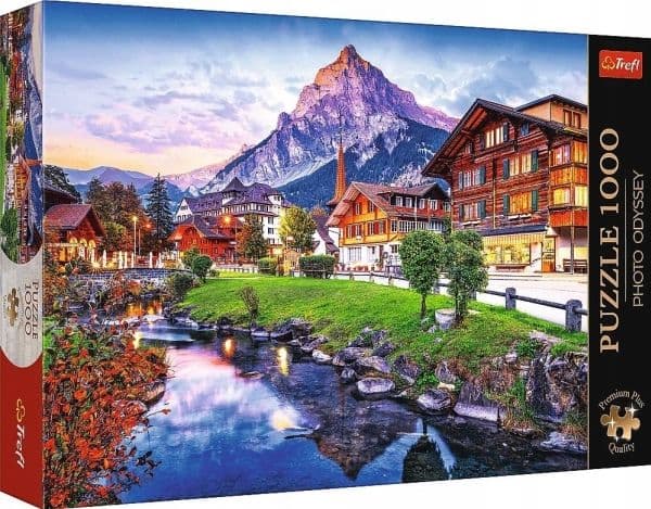 Trefl Pussel 1000 element Premium Plus Kvalitet Alpin stad, Schweiz