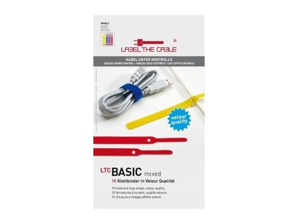 LTC BASIC STRAPS - Kabelfestebånd - 17 cm - blå, gul, rød (en pakke 10)