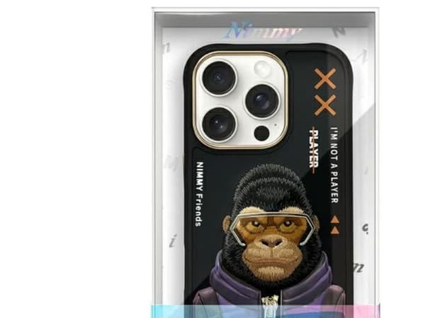 Nimmy Cool&Cute 2.0 Monkey-deksel til iPhone 16 Pro - Svart