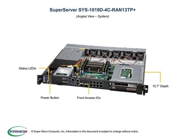 Supermicro SYS-1019D-4C-RAN13TP+, D-2123IT, DDR4-SDRAM, 800 W, Rack (1U)