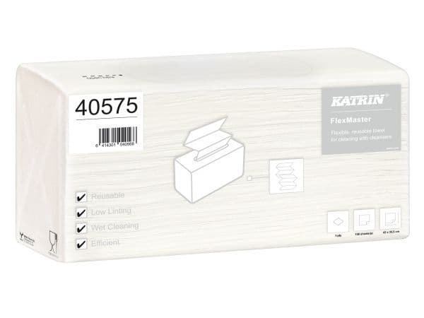 Aftørringsklud Katrin FlexMaster, vit, 5 pakker a 100 ark