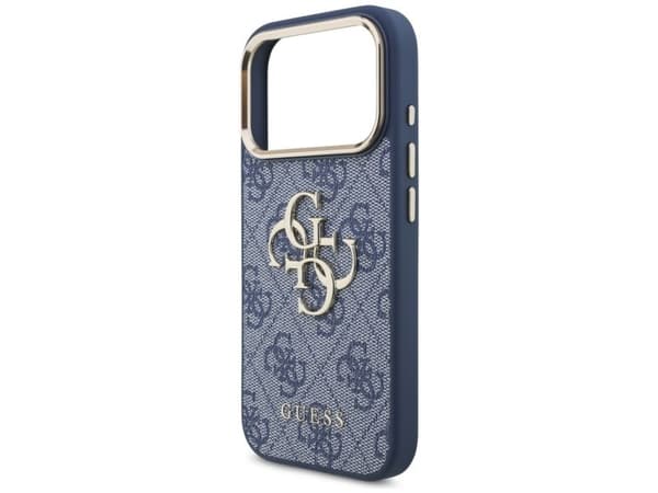 Guess 4G Big 4G Classic Logo-etui til iPhone 18 Pro / 17 Pro, blå og gull