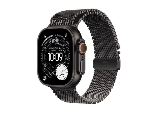 Apple Watch Ultra 3 GPS + Cellular 49mm Black Titanium Case with Black Titanium Milanese Loop - Medium