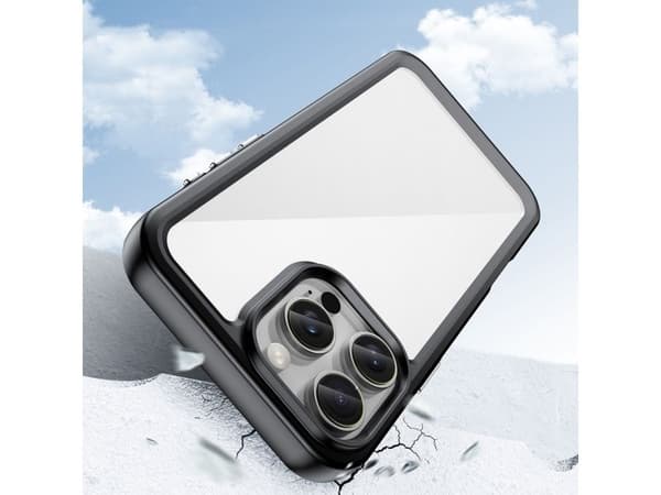 Outer Space-skydd med gelram till iPhone 16 Pro Max sort