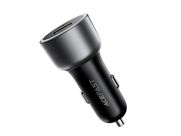 Acefast-lader Acefast B21 75 W USB-C + USB-A-billader – svart