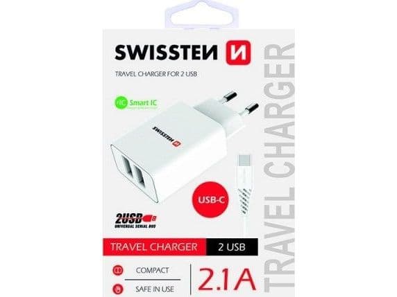 Swissten-lader 2x USB-A 2.1 A (22053000)