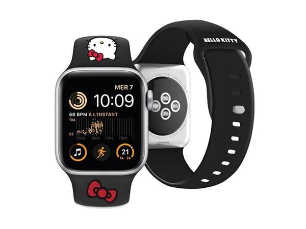 Hello Kitty HKAWMSCHBLK Apple Watch Strap 38/40/41mm black/black strap Silicone Kitty Head