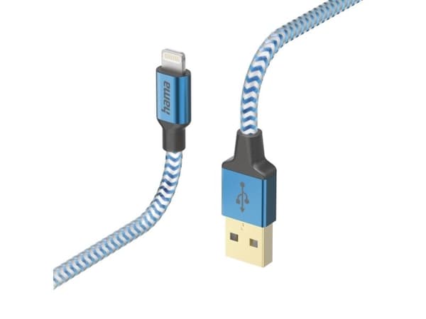 Hama Reflective, 1,5 m, Lightning, USB A, Hankjønn, Hankjønn, Blå