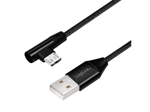 USB 2.0 to micro-USB (90° angled) male, 1m