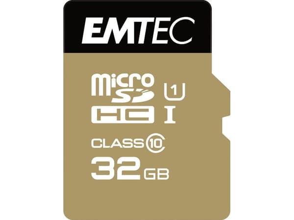 EMTEC Gold+ - Flashminneskort (SD-adapter ingår) - 32 GB - Class 10 - microSD - guld