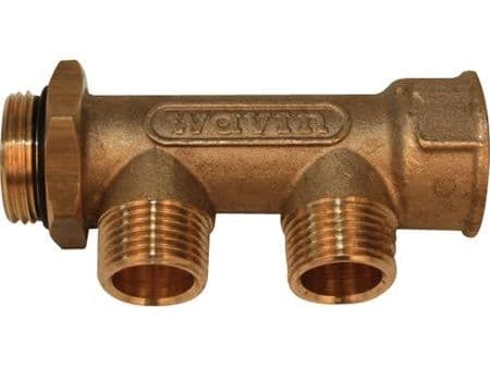 WAVIN 3/4" Fordelerrør m/kontram.2 afg. 1/2"