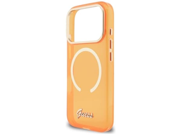 Guess IML Script metall MagSafe-deksel til iPhone 17 Pro - oransje