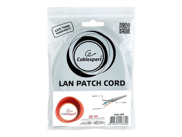 Cablexpert - Patchkabel - RJ-45 (han) til RJ-45 (han) - 30 m - UTP - CAT 6 - booted - grå