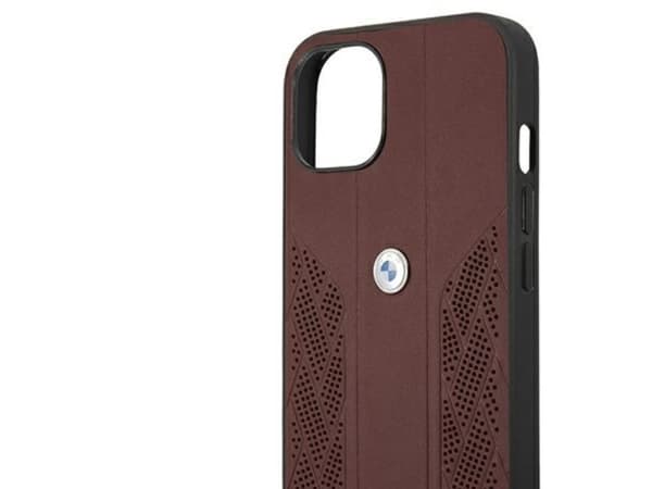 BMW lær Curved perforert deksel til iPhone 13 mini - Rød