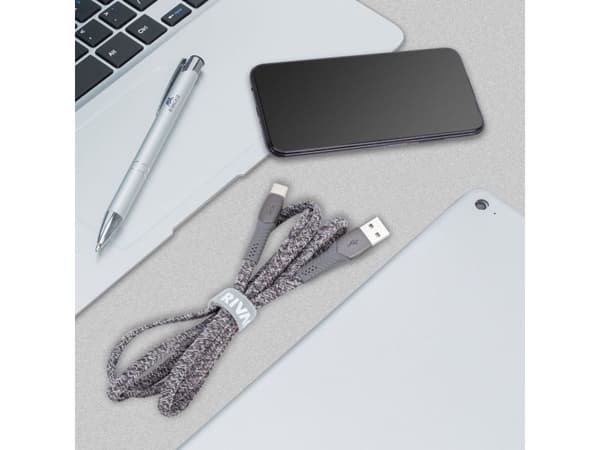 Rivacase PS 6102 GR12, 1,2 m, USB C, USB A, USB 2.0, 0,48 Gbit/sek, Grå