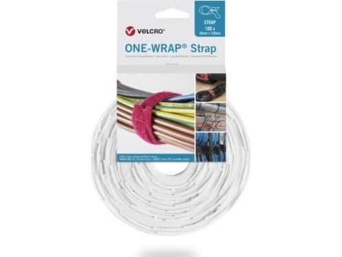 VELCRO One Wrap Strap 20 mm x 230 mm, 100 st, vit