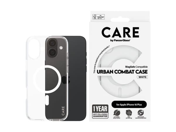 PanzerGlass CARE Urban Combat Case Magsafe Hvid til Apple iPhone 16 Plus