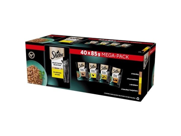 SHEBA Selection Select Slices Fjäderfäsmak - våtfoder för katter - 40 x 85g