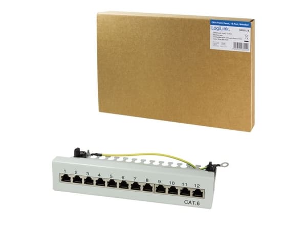 LogiLink NP0017A, Cat6, Grå, Stål, Stativmontering, 1U, RoHS