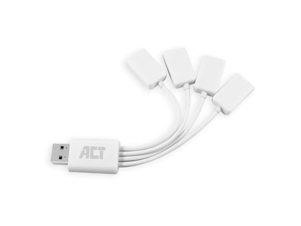 ACT AC6210 Interface Hub USB 3.2 Gen 1 (3.1 Gen 1) Type-A 480 Mbit/s Hvit (AC6210)