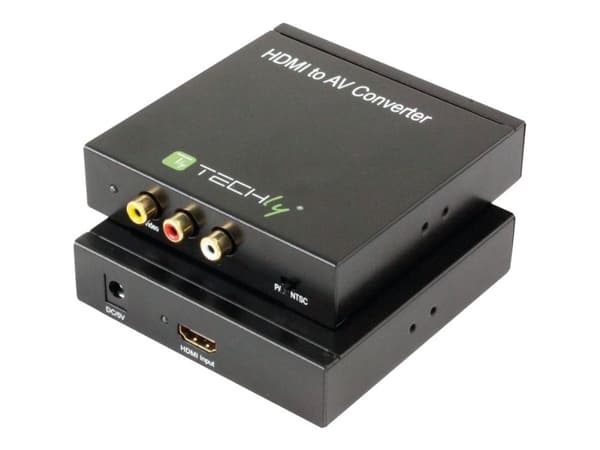 TECHly - Videoadapter - virta DC jack, HDMI hun til RCA x 3 hun - lajittelu - 1080p tuki