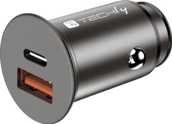 Techly IUSB2-CAR5-AC38W, Automatisk, Cigartenner/lighter, 12 V, 3 A, Sort