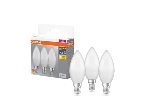 Osram Glödlampa Led B40 4.9W E14 827 470Lm Fr 3Pcs