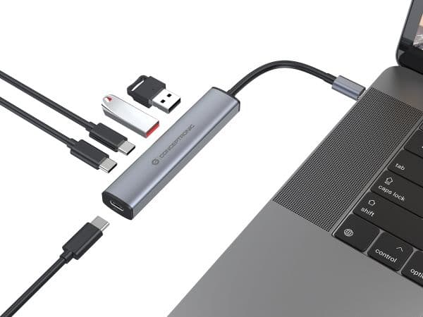 CONCEPTRONIC 4-i-1 USB-C-dokk til 2x USB-C, 2x USB-A, 100W PD