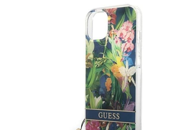 Guess GUOHCP14MHFLSB iPhone 14 Plus 6.7" blå / blå hardcase Flower Strap