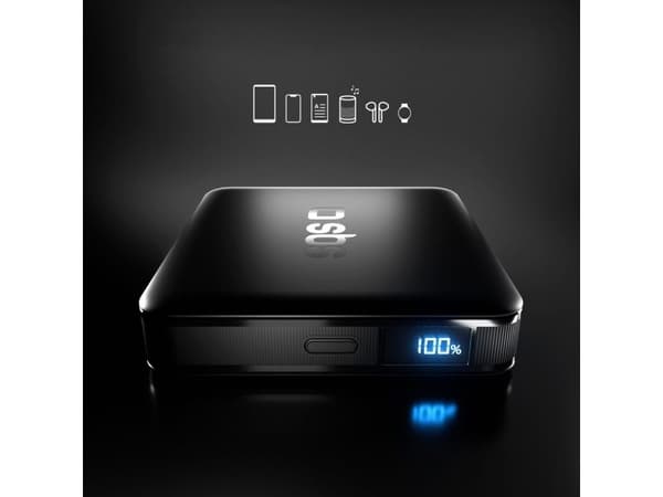 SBS HD 10W 5000mAh USB-C-virtapankki LCD-näytöllä - musta