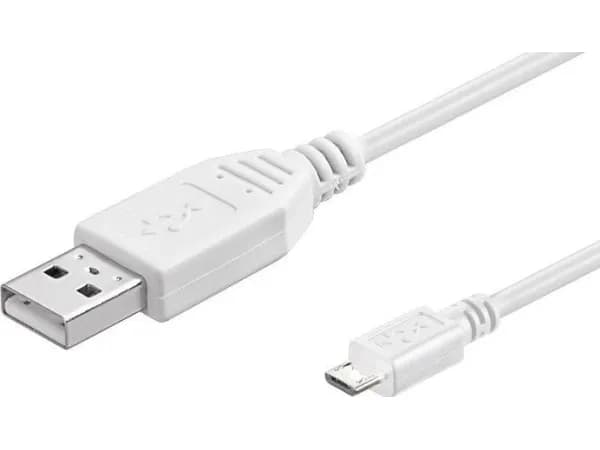Goobay 1.8m USB 2.0 A/Micro-B, 1,8 m, USB A, Micro-USB B, USB 2.0, Uros/uros, Valkoinen