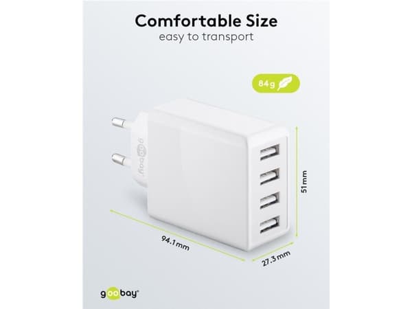 Goobay 44962, inomhus, AC, 5 V, 3 A, Vit
