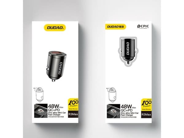 Dudao R3MAX 48W QC PD mini billader - svart