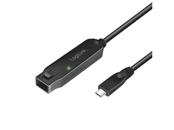 LogiLink-kabel USB3.2 Gen2 USB-C/M til USB-C/F, forsterker, 5m